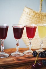Alcoholic beverages of different colors