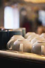 Coffee cups in the restaurant