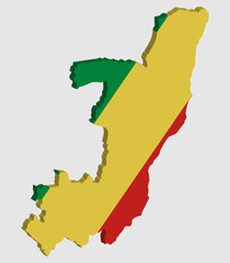 Republic of the Congo Map Flag Vector 3D