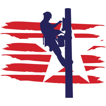 Power Lineman flag, American Flag, Fourth of July, 4th of July, Patriotic, Cricut Silhouette Cut File, Cutting file