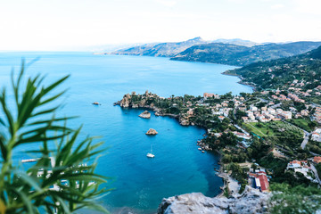 Naklejka na ściany i meble Stunning view of the coastline in Cefalù on Sicily in Italy
