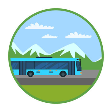 Intercity bus flat vector illustration