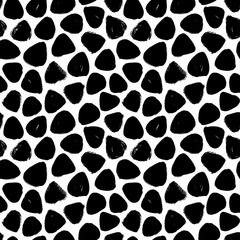 Triangle polka dots vector seamless pattern. Brushstrokes grunge texture. Hand painted brush strokes abstract background.