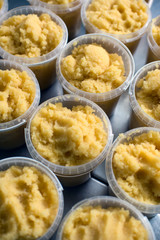 packing capelin caviar, at a fish factory