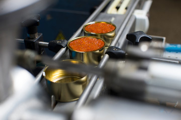 fish factory, salmon caviar