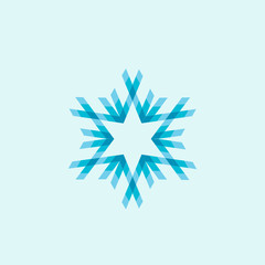 Snow flake logo symbol - winter Christmas cold ice decorative geometric shape crystal 