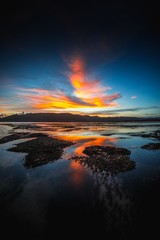 Vertical view of the reflection of the sky and clouds in the lake captured in Lombok, Indonesia