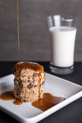 Caramel, cookies and milk