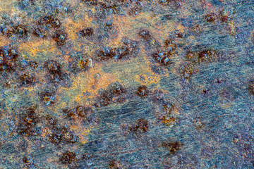 Rusty metal texture or background with streaks of rust. rusty metal wall, .old sheet of iron covered with rust and corrosion paint. .Oxidized iron panel.