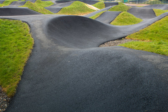 Cllose up pf a BMX race track in Scotland on a summers day