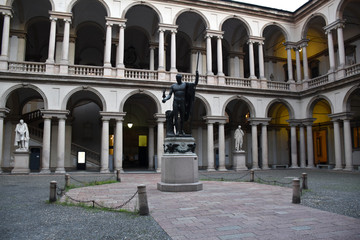 Cityscape pictures in the Brera Art District of Milan in Italy
