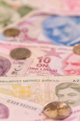 Turkish lira TL. TRY banknotes and coins