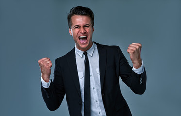 Man on gray background