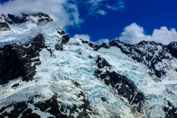 Obraz premium Gletscher und Schnee im Mount Cook Nationalpark in Neuseeland