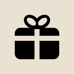 Gift box icon simple flat style Christmas symbol