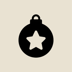 Fototapeta premium Christmas tree toy star icon simple flat style Christmas symbol