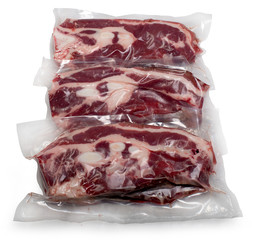 lamb, beef in vacuum packing