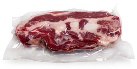 lamb, beef in vacuum packing