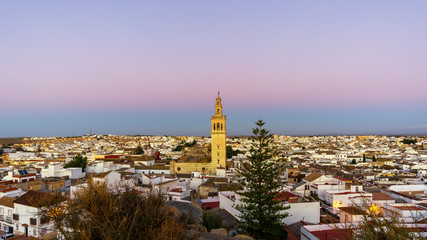 Panoramic View of Lebrija in the Spanish Province of Seville Blue Hour