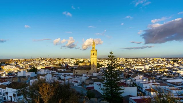 Panoramic View of Lebrija in the Spanish Province of Seville Time-Lapse
