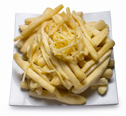 plate with cheese on a white background