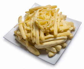 plate with cheese on a white background