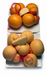 plate with cheese on a white background