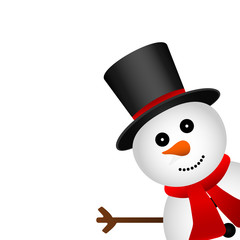 Christmas snowman in hat isolated on white