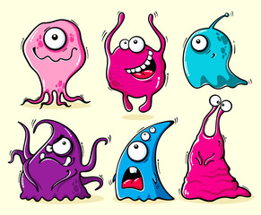 Set of isolated funny aliens