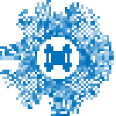 Blue line Torah scroll icon isolated on white background. Jewish Torah in expanded form. Star of David symbol. Old parchment scroll. Abstract circle random dots. Vector Illustration