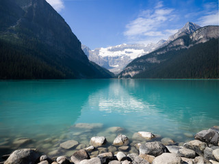 A Nice Reflection on Lake Louise in front of a Glacier