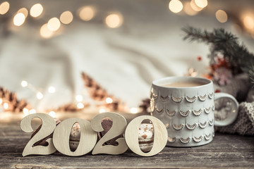 Background festive new year background with numbers 2020.