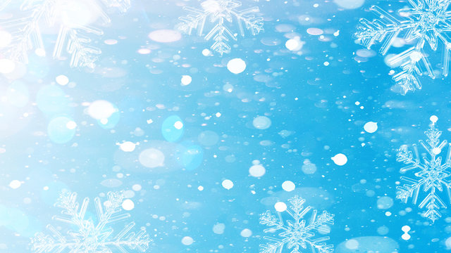 Snowflakes Isolated On Blue Sky - Winter Snow Background Banner