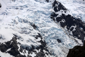 Gletscher und Schnee im Mount Cook Nationalpark in Neuseeland