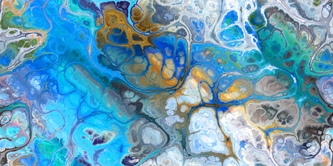 marbleized paint effect turquoise white tan seamless