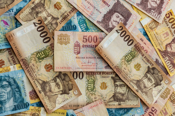 Obraz na płótnie Canvas Hungarian forint. HUF banknotes