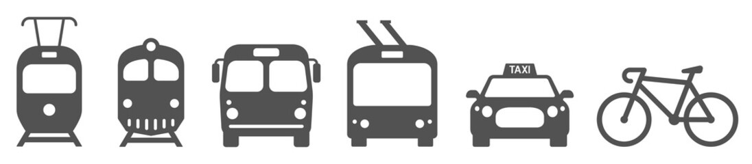 Public transport icons set. Vector illustration