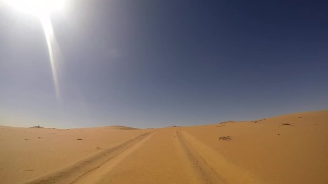 Safari 4x4 driving in the Namib desert on the skeleton coast, Namibia.