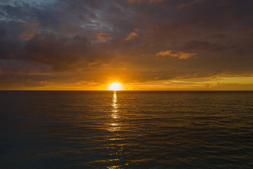 Amazing aerial view of a sunset somewhere in Caribbean