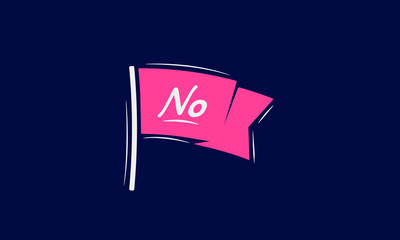 Flag banner with text No. Ribbon flag in modern vintage style. Hand drawn design element. Vector Illustration