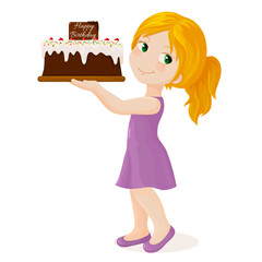 Girl with birthday cake