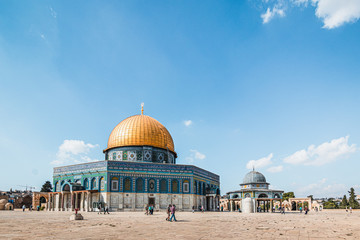 Dome Of The Rock is an Islamic shrine located on the Temple Mount in the Old City of Jerusalem. © dotsikalex1
