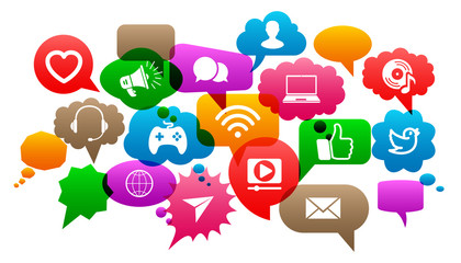 Abstract social media concept with set speech bubbles - stock vector