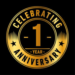1 year anniversary celebration logo template. One year vector and illustration.
