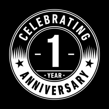 1 Year Anniversary Celebration Logo Template. One Year Vector And Illustration.