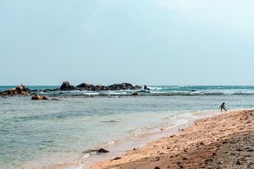Ocean view with rocks in Galle, Sri Lanka