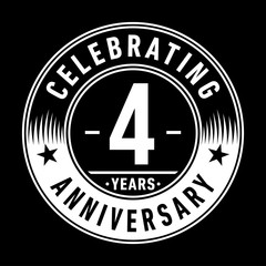 4 years anniversary celebration logo template. Four years vector and illustration.