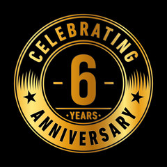 6 years anniversary celebration logo template. Six years vector and illustration.