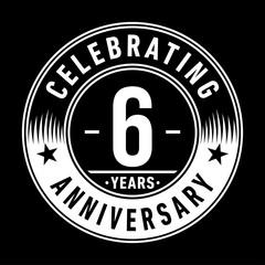 6 years anniversary celebration logo template. Six years vector and illustration.