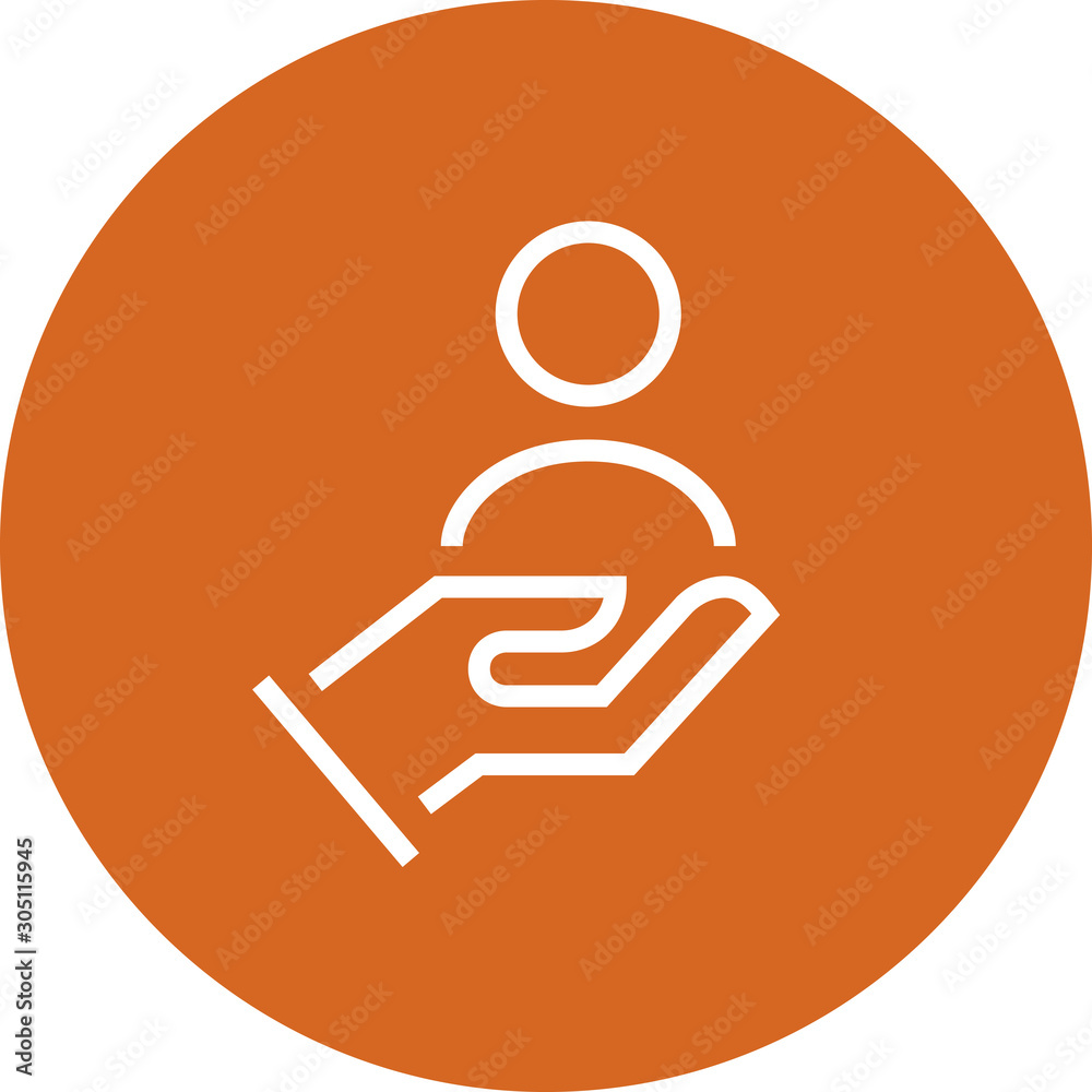 Poster Hand Holding User Customer Care UX Outline Icon